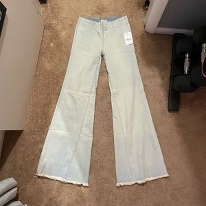 Free People Elastic Waist Band Flare Jeans
